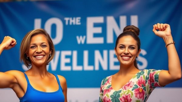 Aging Powerfully podcast theme with smiling women in blue and floral attire.