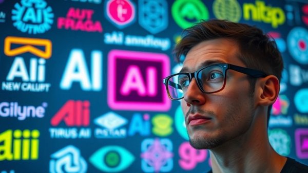 Individual in glasses contemplating AI logos to dominate AI search results 2026.