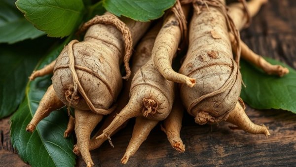 Close-up of ashwagandha roots emphasizing safety.