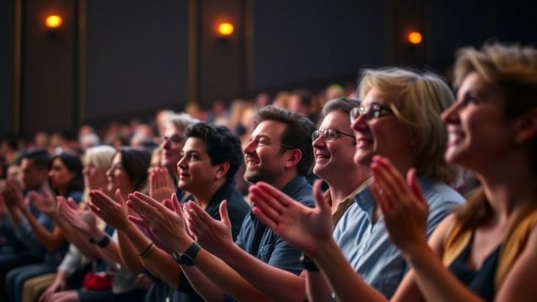 Engaged audience applauding at an event, content marketing strategies.