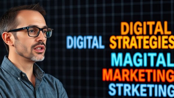 Local SEO tips and digital strategy man with bold text and glasses.