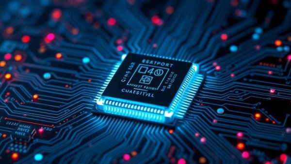 Futuristic digital concept of microprocessor regulation