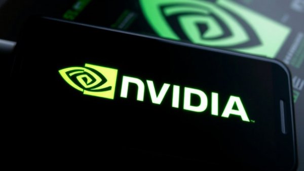 NVIDIA logo on screen symbolizing AI models for autonomous driving.
