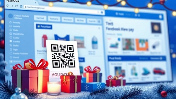 Facebook Marketplace Holiday Shop advertisement with QR code and gifts.