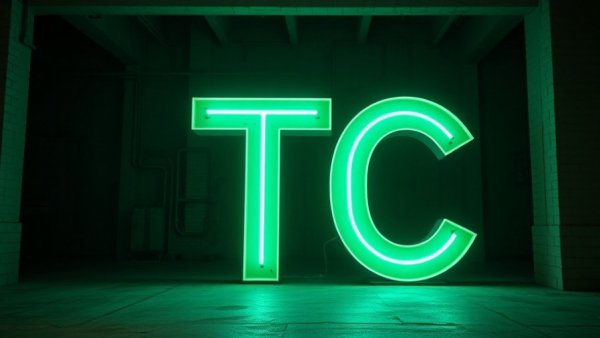 Neon TC sign in dark setting, representing digital tools for local businesses.