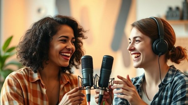 Podcast discussion on childhood behavioral differences, engaging and friendly expressions.