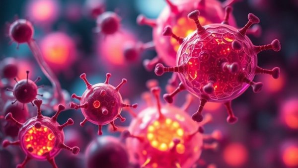 Vibrant abstract cellular rejuvenation concept in a futuristic style.