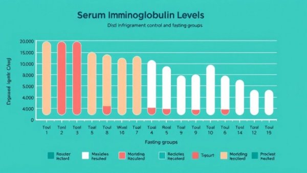 Detailed graph of serum immunoglobulin levels showing effects of fasting for longevity.