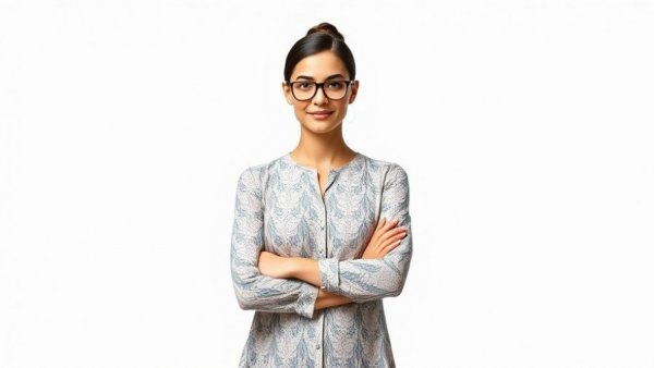 Confident woman related to telomere research in professional attire.