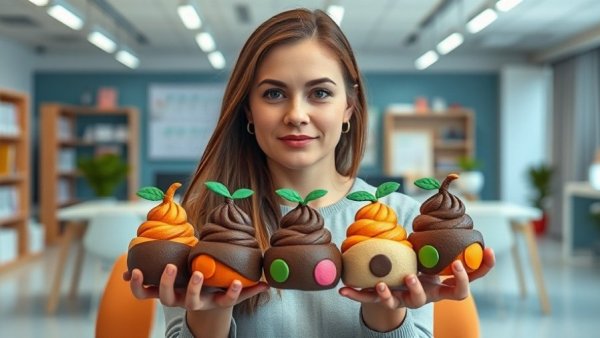 Colorful poop models for health insights in educational setting.