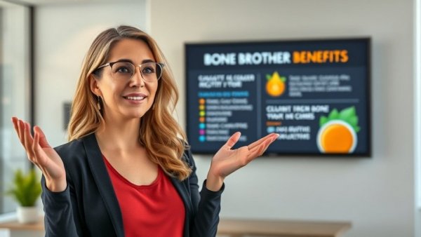 Woman discussing bone broth benefits for longevity in modern setting.