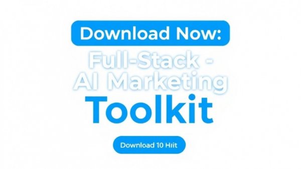 Blue digital banner for AI marketing toolkit download