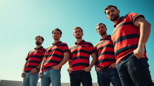 Group of men in red and black shirts under blue sky, Why Your Clothes Might Be Making You Sick.