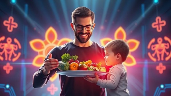 Conceptual illustration of paternal nutrition impact on offspring health.