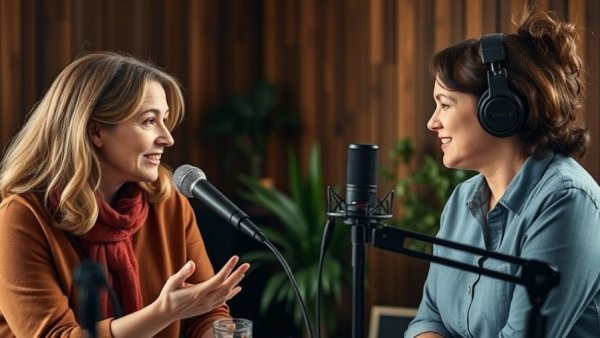 Two women in podcast discussing longevity strategies.