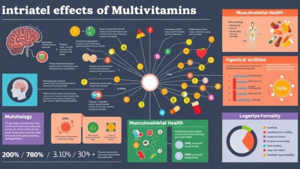 Infographic on multivitamins and their impact on longevity and health.