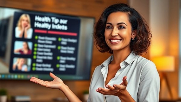 Confident woman presenting health tips in a studio to boost your bone health.