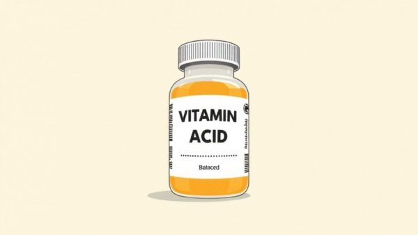 Cartoon style folic acid bottle, minimalist illustration.