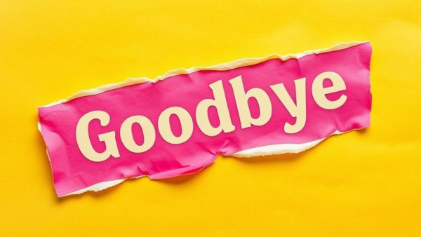 Vibrant torn paper with goodbye text; local business marketing concept.