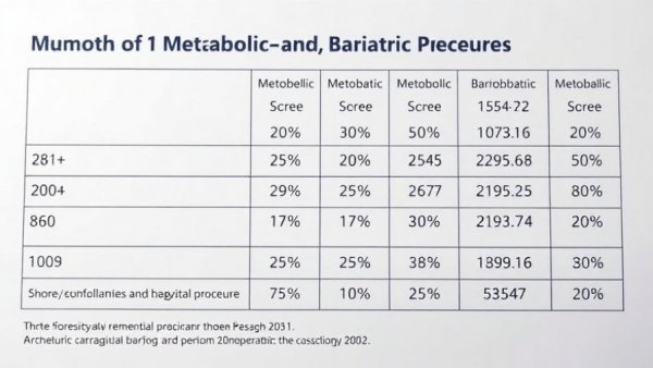 Statistical table on bariatric procedures risks, including RYGB, Sleeve.