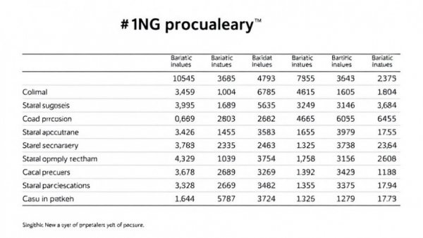 Bariatric surgery risks data table with procedure statistics.
