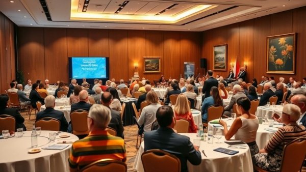 Conference room at Longevity Investors Lunch 2026 with audience and panel discussion.