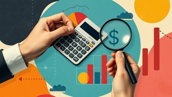 Budget mix for SEO and PPC in a colorful collage illustration.