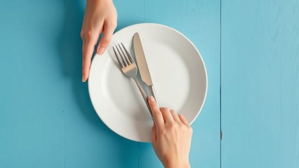 Plate and utensils symbolize longevity and dietary guidelines.