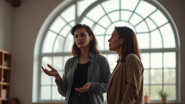 Woman discussing hidden causes of anxiety, gesturing.