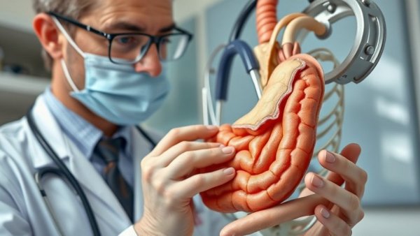 Medical professional explains stomach model highlighting hidden costs of bariatric surgery.