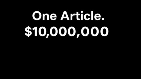X million dollar prize for long-form articles: minimalist announcement.