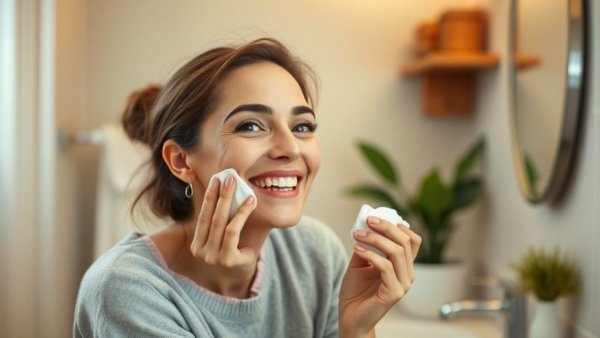 Woman in bathroom applying natural moisturizers for stretch marks.