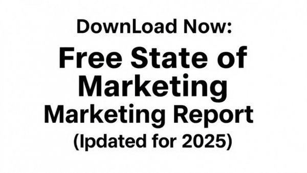 Bold blue text advertisement for marketing report.