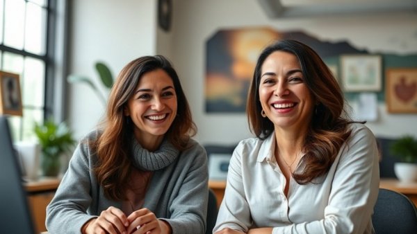 Two women discussing longevity and body clock in a video call.