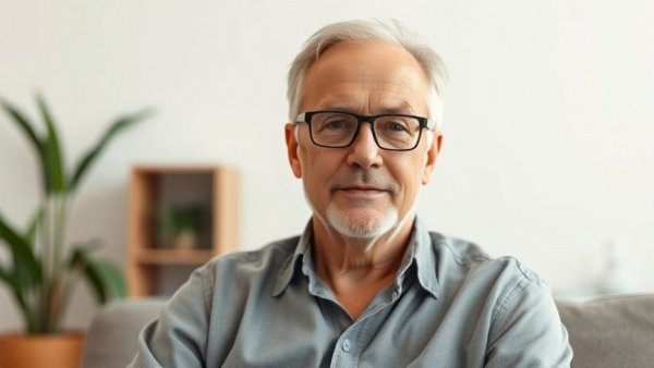 Middle-aged man indoors, neutral expression, simple background.