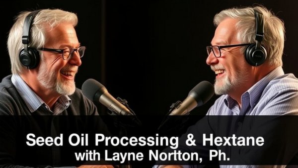 Men discussing seed oil health debate on a podcast.