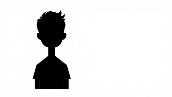 Minimalist person silhouette icon in grayscale.