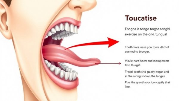 Illustration of anti-snoring tongue exercise with teeth and arrow.