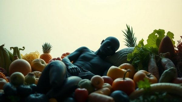 Cancer treatment fatigue and nutritional awareness concept in abstract art.