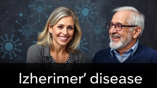 Podcast cover on why Alzheimer's disease affects women more, featuring a woman and man.