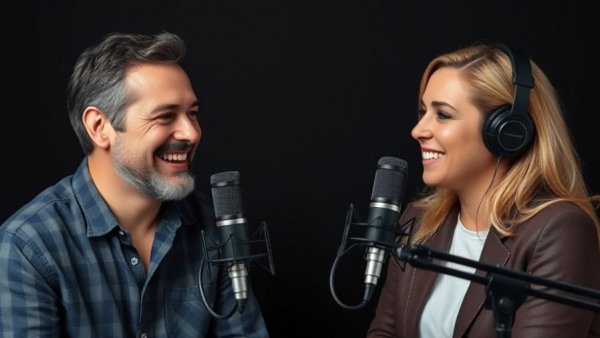 Podcast discussion on Alzheimer's prevention for women, two individuals conversing.