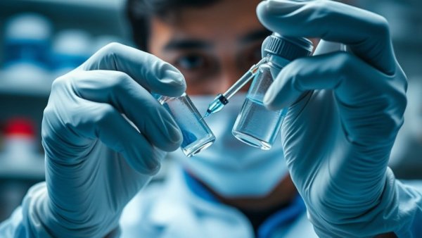 Shingles vaccination and slower aging: Liquid drawn from vial with syringe.