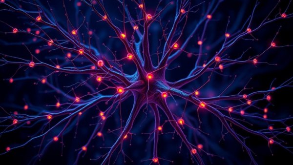 Intricate neural network with vibrant neurons demonstrating CRISPR Anti-Tau Mechanism.