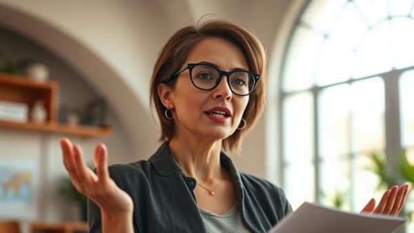 Confident woman giving health advice on how to lose belly fat.