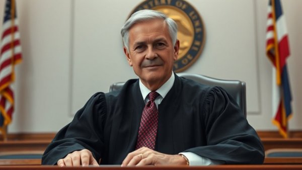 Judge presiding in courtroom, emphasizing legal authority.