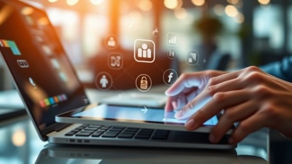 Digital interaction for Google Business Profile optimization on laptop and tablet.