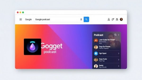 Digital illustration of Google podcast webpage design.
