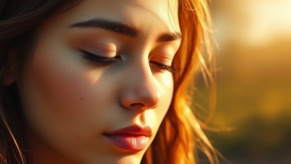 Serene young woman meditating in sunlight, benefits of mindfulness meditation.