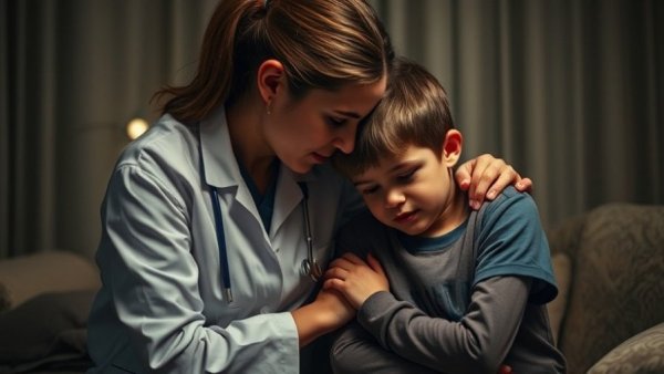 Healthcare professional supports young patient, highlighting longevity and insurance impact.