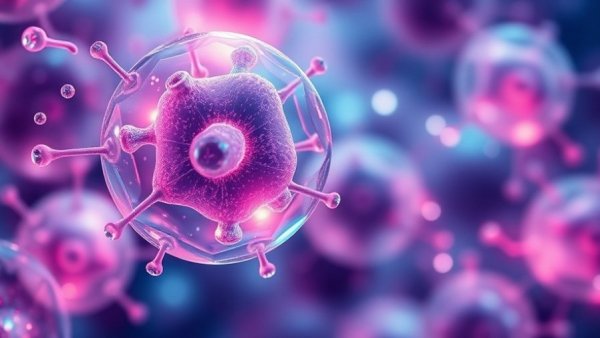 Abstract representation of enzyme Pck1 and fat metabolism in cells.
